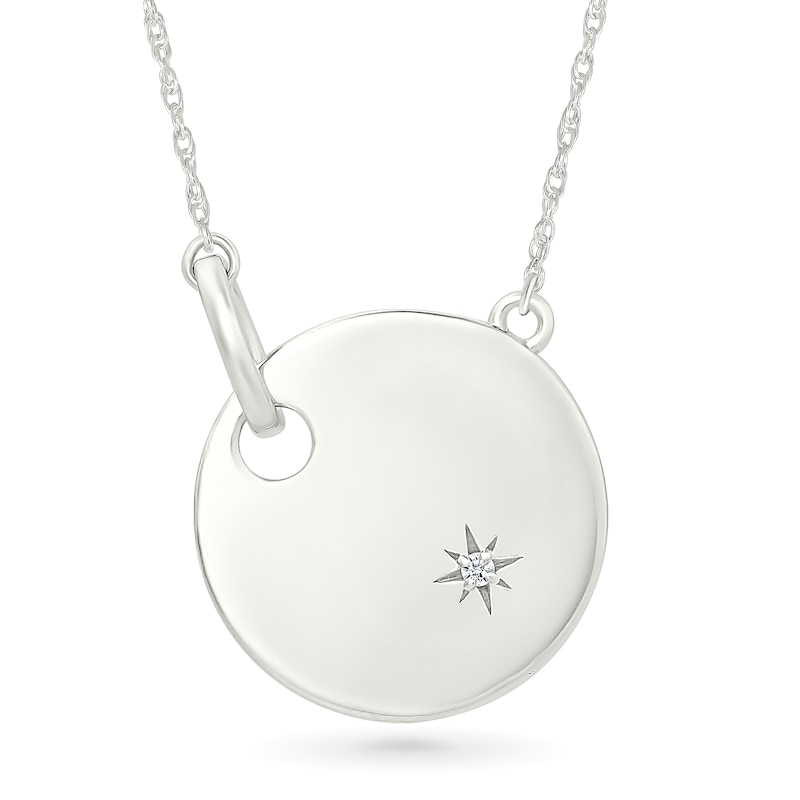 Main Image 1 of Diamond Accent Star Medallion Necklace in Sterling Silver