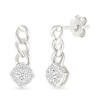Thumbnail Image 1 of 1/5 CT. T.W. Cushion-Shaped Multi-Diamond Cuban Chain Link Drop Earrings in Sterling Silver
