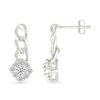 Thumbnail Image 2 of 1/5 CT. T.W. Cushion-Shaped Multi-Diamond Cuban Chain Link Drop Earrings in Sterling Silver