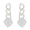 Thumbnail Image 4 of 1/5 CT. T.W. Cushion-Shaped Multi-Diamond Cuban Chain Link Drop Earrings in Sterling Silver