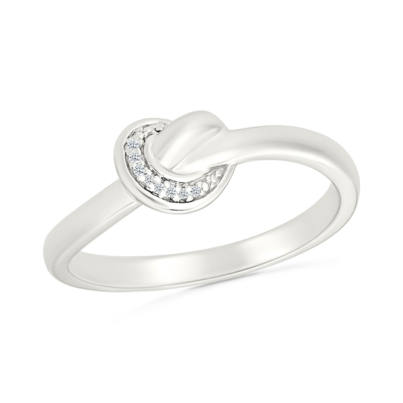 Main Image 1 of Diamond Accent Twisted Knot Ring in Sterling Silver