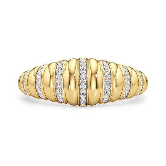 1/10 CT. T.w. Diamond Tapered Ribbed Ring in Sterling Silver with 24K Gold Plate