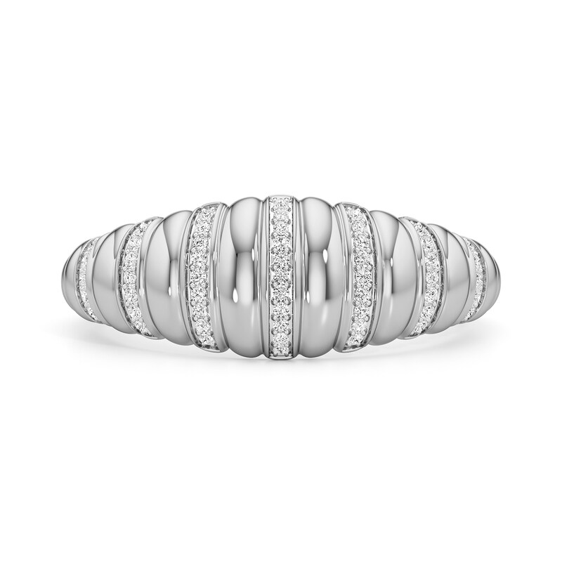 Main Image 1 of 1/10 CT. T.W. Diamond Tapered Ribbed Ring in Sterling Silver