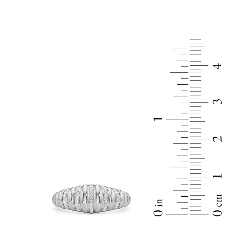 Main Image 3 of 1/10 CT. T.W. Diamond Tapered Ribbed Ring in Sterling Silver