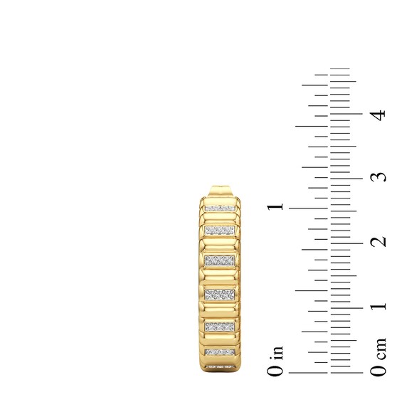 1/3 CT. T.w. Diamond J-Hoop Earrings in Sterling Silver with 24K Gold Plate