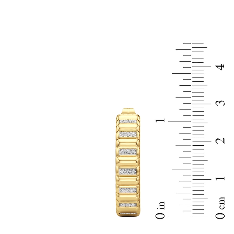 Main Image 2 of 1/3 CT. T.W. Diamond J-Hoop Earrings in Sterling Silver with 24K Gold Plate