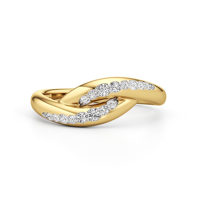 Main Image 1 of 1/5 CT. T.W. Diamond Swirl Bypass Ring in Sterling Silver with 24K Gold Plate