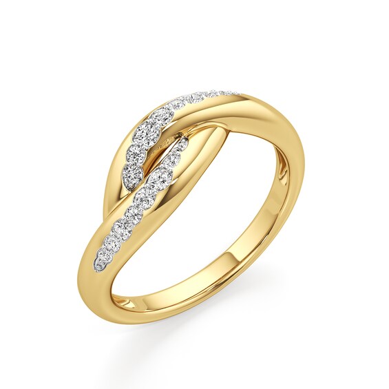 1/5 CT. T.w. Diamond Swirl Bypass Ring in Sterling Silver with 24K Gold Plate