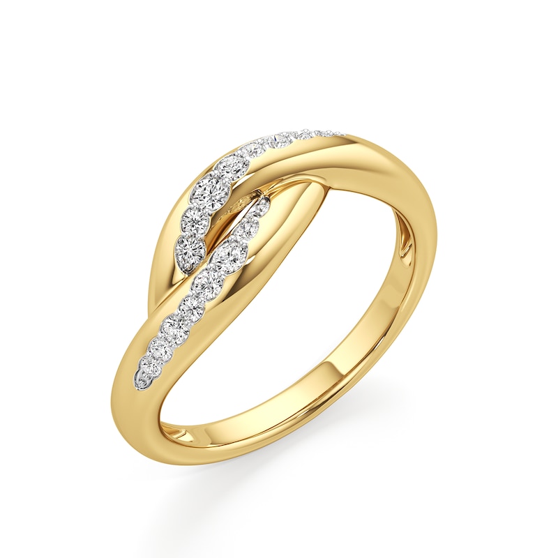 Main Image 2 of 1/5 CT. T.W. Diamond Swirl Bypass Ring in Sterling Silver with 24K Gold Plate