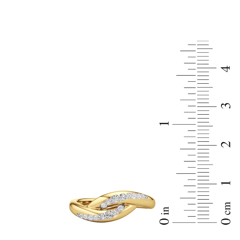 Main Image 3 of 1/5 CT. T.W. Diamond Swirl Bypass Ring in Sterling Silver with 24K Gold Plate