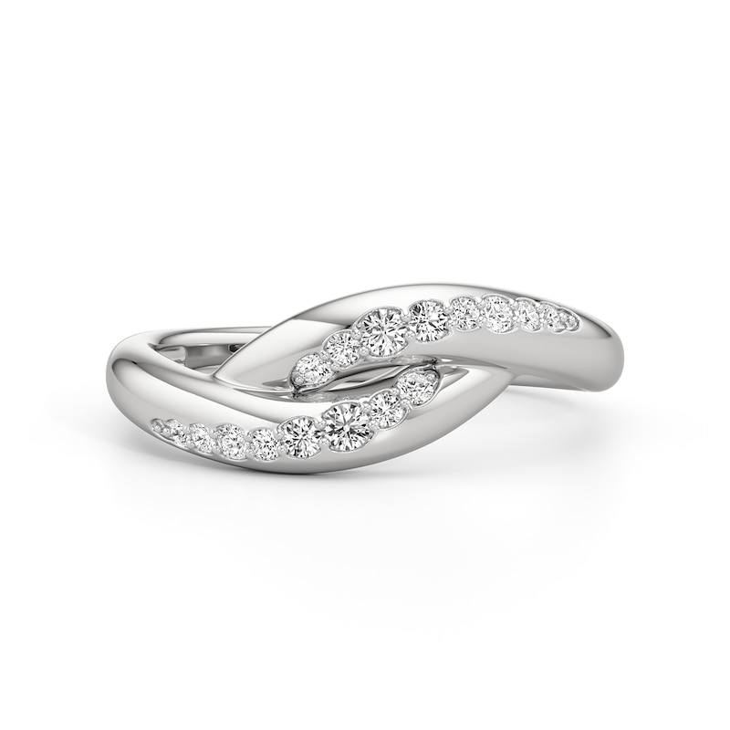 Main Image 3 of 1/5 CT. T.W. Diamond Swirl Bypass Ring in Sterling Silver