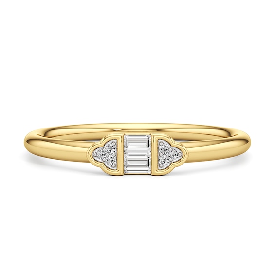 1/10 CT. T.w. Baguette and Round Diamond Tri-Sides Ring 10K Gold