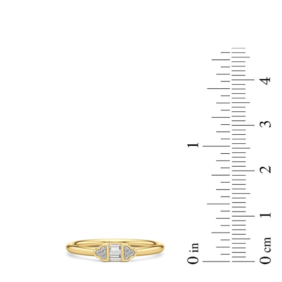 1/10 CT. T.w. Baguette and Round Diamond Tri-Sides Ring 10K Gold
