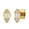 Thumbnail Image 1 of 1/10 CT. T.W. Baguette and Round Diamond Tri-Sides Stud Earrings in 10K Gold