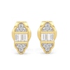 Thumbnail Image 2 of 1/10 CT. T.W. Baguette and Round Diamond Tri-Sides Stud Earrings in 10K Gold