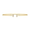 Thumbnail Image 1 of 1/10 CT. T.W. Baguette and Round Diamond Tri-Sides Open Bangle in Hollow 10K Gold - 7.25"