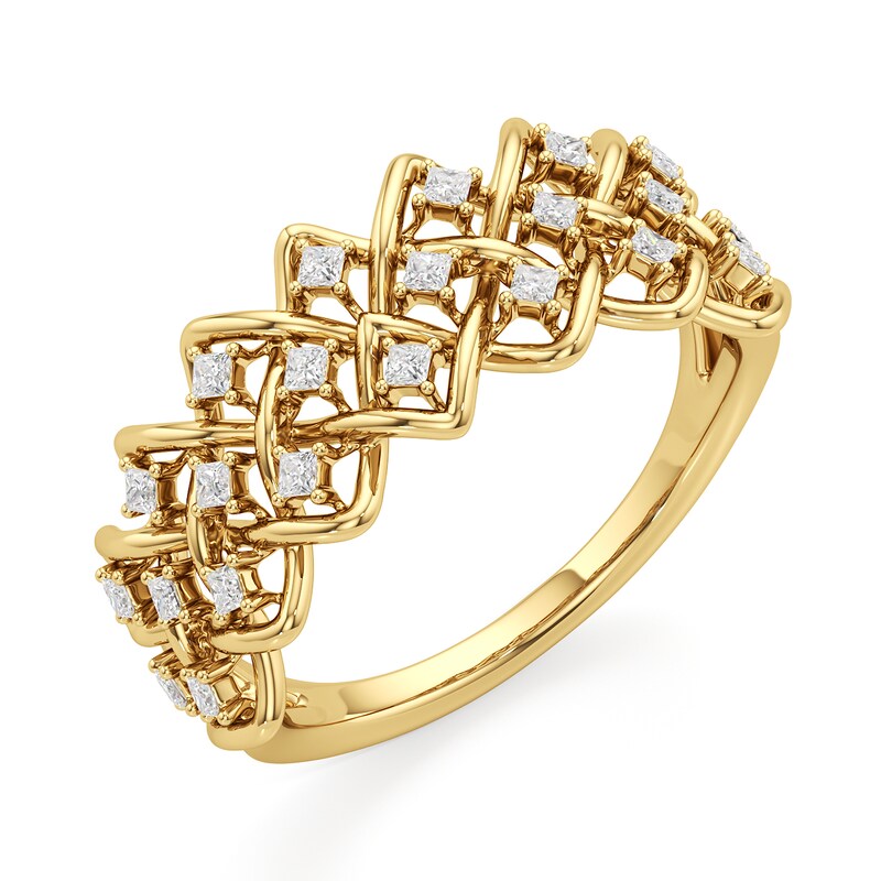 Main Image 2 of 1/3 CT. T.W. Princess-Cut Diamond Woven Ring in 10K Gold