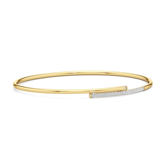 1/4 CT. T.w. Diamond Flex Bypass Bangle in Hollow Sterling Silver with 24K Gold Plate