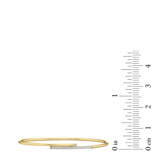 1/4 CT. T.w. Diamond Flex Bypass Bangle in Hollow Sterling Silver with 24K Gold Plate