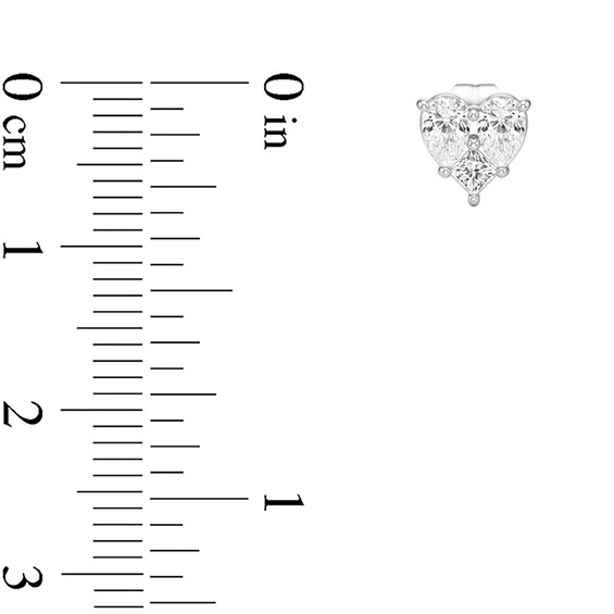 1 CT. T.w. Pear-Shaped and Princess-Cut Lab-Grown Multi-Diamond Heart Stud Earrings in 14K White Gold