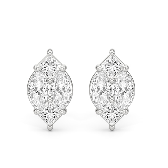 1-1/4 CT. T.w. Marquise-Shaped Lab-Grown Multi-Diamond Stud Earrings in 14K White Gold