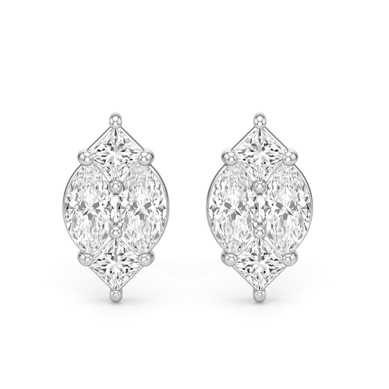 Main Image 1 of 1-1/4 CT. T.W. Marquise-Shaped Lab-Grown Multi-Diamond Stud Earrings in 14K White Gold