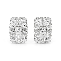 1-1/4 CT. T.W. Emerald-Shaped Lab-Grown Multi-Diamond Stud Earrings in 14K White Gold