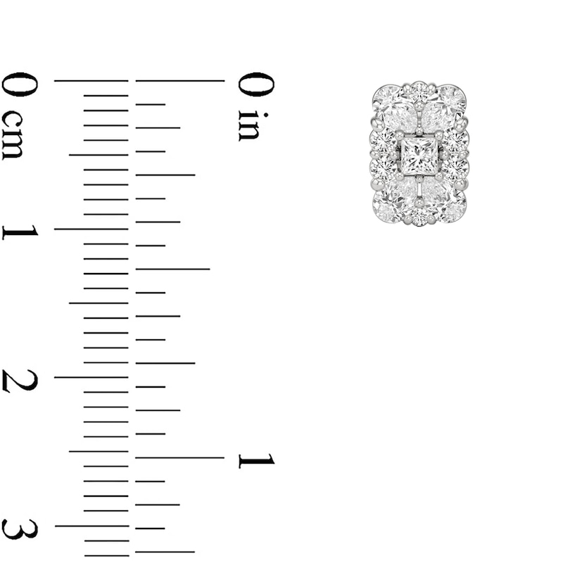 Main Image 2 of 1-1/4 CT. T.W. Emerald-Shaped Lab-Grown Multi-Diamond Stud Earrings in 14K White Gold