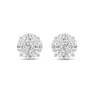 1 CT. T.W. Marquise and Princess-Cut Lab-Grown Diamond Stud Earrings in 14K White Gold