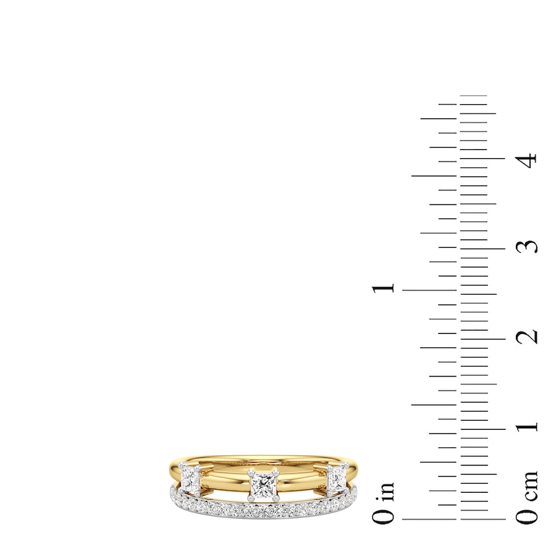 Main Image 3 of 1/2 CT. T.W. Princess-Cut and Round Diamond Faux Stack Ring in 10K Gold