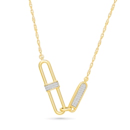 1/15 CT. T.W. Diamond Paper Clip Links Necklace in 10K Gold