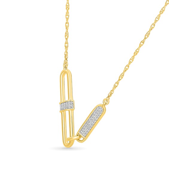 1/15 CT. T.w. Diamond Paper Clip Links Necklace in 10K Gold