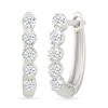 Thumbnail Image 1 of 1/10 CT. T.W. Diamond Five Stone Oval Hoop Earrings in Sterling Silver