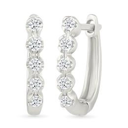 1/10 CT. T.W. Diamond Five Stone Oval Hoop Earrings in Sterling Silver