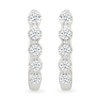 Thumbnail Image 4 of 1/10 CT. T.W. Diamond Five Stone Oval Hoop Earrings in Sterling Silver