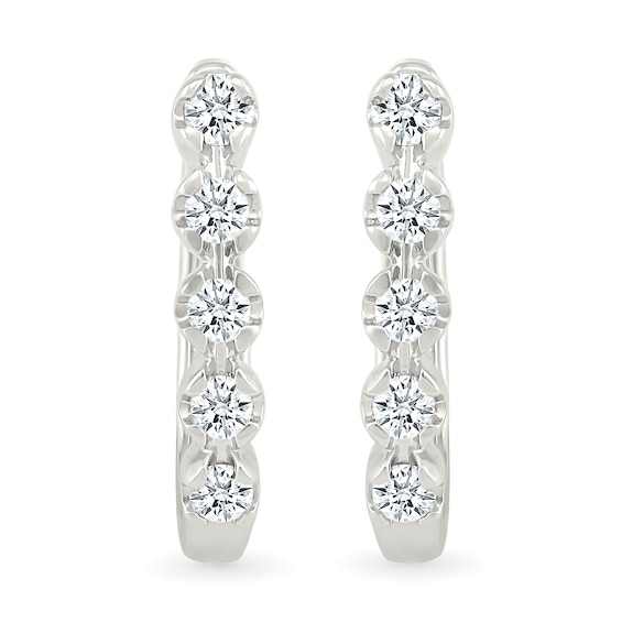 1/10 CT. T.w. Diamond Five Stone Oval Hoop Earrings in Sterling Silver