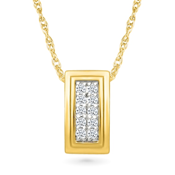 1/15 CT. T.w. Diamond Frame Rectangle Pendant in 10K Gold