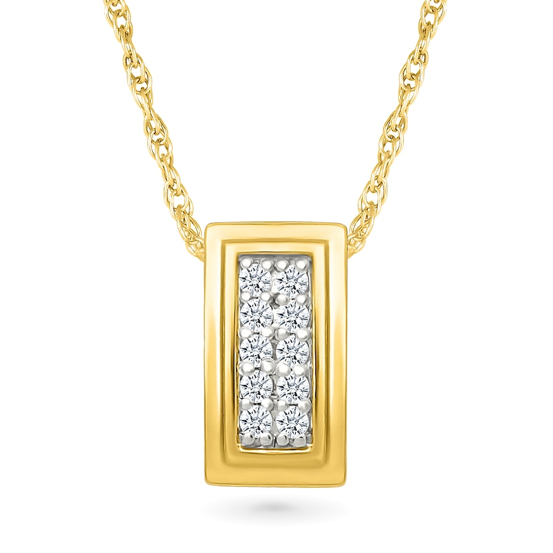 Main Image 1 of 1/15 CT. T.W. Diamond Frame Rectangle Pendant in 10K Gold