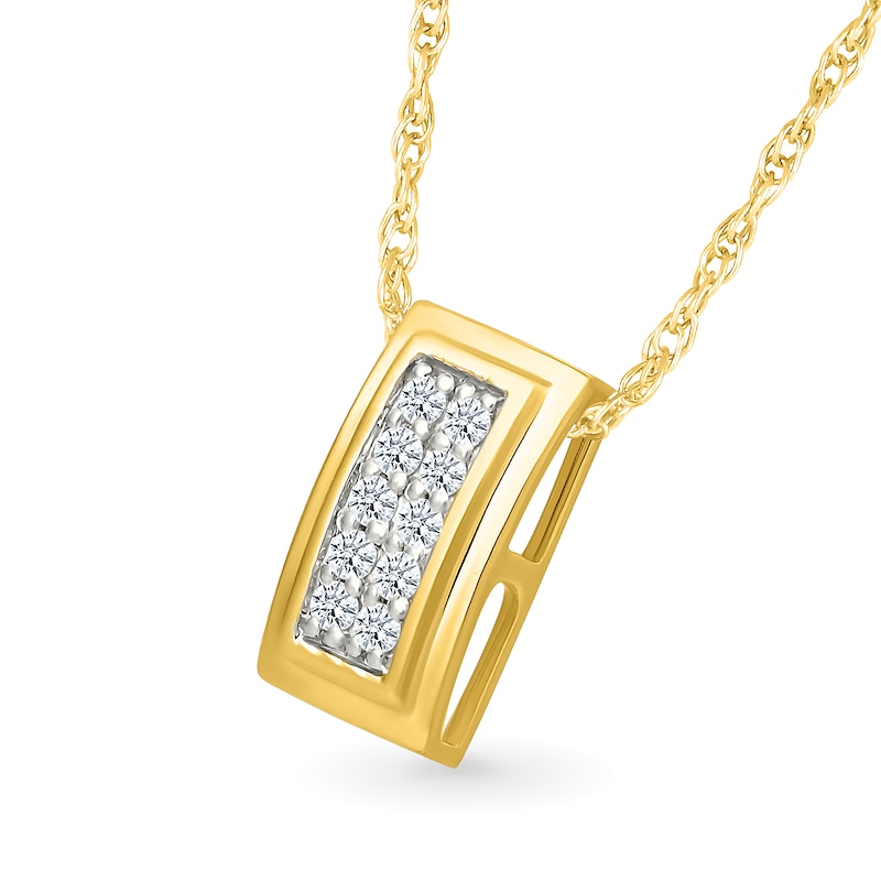 Main Image 3 of 1/15 CT. T.W. Diamond Frame Rectangle Pendant in 10K Gold