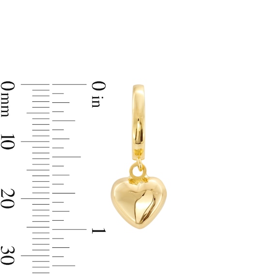 Puff Heart Dangle Huggie Hoop Earrings in 10K Gold