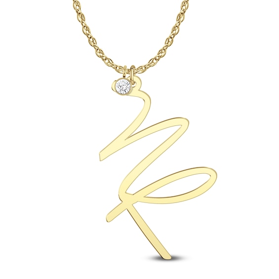 1/20 CT. Certified Lab-Grown Diamond Solitaire Charm with Script Initial Pendant (F/Vs2) - 2 or 3 Initials