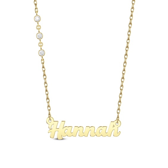 1/6 CT. T.w. Certified Lab-Grown Diamond Offset Station Name Necklace (F/Vs2) - 1 Line