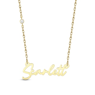 1/20 CT. Certified Lab-Grown Diamond Solitaire Station Name Necklace (F/VS2) - 1 Line