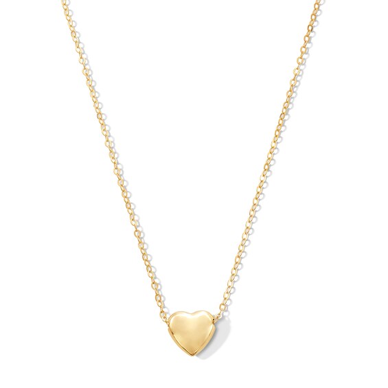 Puff Heart Necklace in 10K Gold