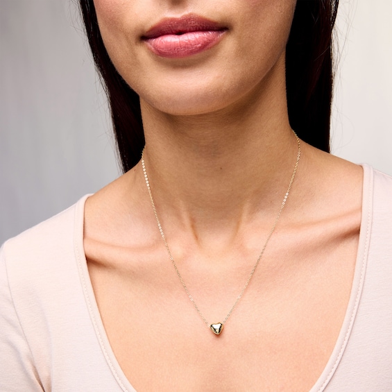 Puff Heart Necklace in 10K Gold