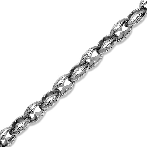 10.0mm Oxidized Oval Link Bracelet in Solid Stainless Steel and Black Rhodium Plate - 8.5"