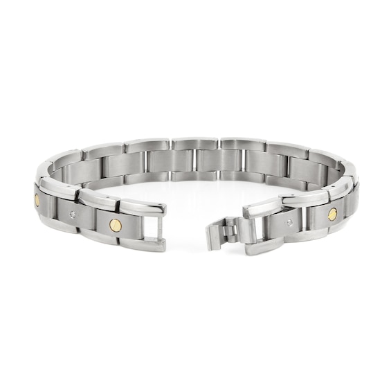 1/4 CT. T.w. Diamond Link Bracelet in Titanium and 14K Gold - 8.25â