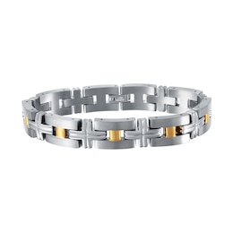 Cross Link Bracelet in Titanium and 14K Gold - 8.0"