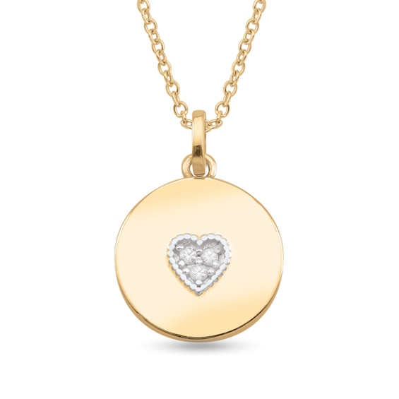 1/20 CT. T.w. Lab-Grown Diamond Heart Engravable Disc Pendant (1 Line)