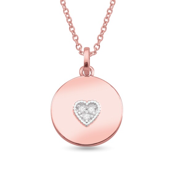 1/20 CT. T.w. Lab-Grown Diamond Heart Engravable Disc Pendant (1 Line)